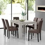 Essgruppe Forssa 7-tlg 140x90 cm Eiche Wei&szlig;/ Braun [en.casa]