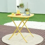Klapptisch Sande Stahl 71x70x70 cm Gelb [en.casa]
