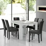 Essgruppe Forssa 7-tlg 140x90 cm Wei&szlig; / Dunkelgrau [en.casa]