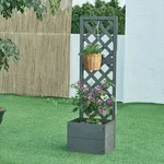 Pflanzkasten mit Spalier Amstelveen 135x40x30 cm Grau [en.casa]