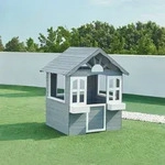 Kinderspielhaus Vesa 138x120x102 cm Tannenholz Grau [casa.pro]