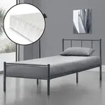 Metallbett Laos 90x200 cm mit Kaltschaummatratze Dunkelgrau en.casa