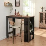 Bartisch Danderyd 120x60x106 cm mit 3 Ablagef&auml;chern Schwarz/Walnussoptik...
