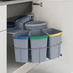 Einbau-M&uuml;lleimer Kollby schwenkbar Grau 3x6 L+1x12 L [en.casa]