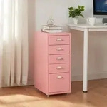Rollcontainer K&ouml;kar mit 5 Schubladen 69x28x41 cm Rosa [en.casa]