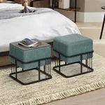 Multifunktionaler stapelbarer Sitzhocker Tas 2er Set quadratisch Gr&uuml;n [en.casa]