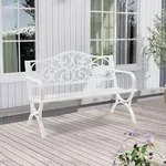 Gartenbank Utav Stahl 127x53x79 cm Wei&szlig; [casa.pro]