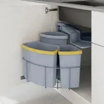 Einbau-M&uuml;lleimer Kollby schwenkbar Grau 2x12 L+1x6 L [en.casa]
