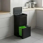 Sensor M&uuml;lleimer Venna Edelstahl Schwarz 62L [en.casa]