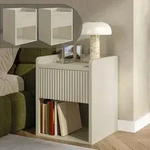 Nachttisch Nand 2er Set 1 Schublade 1 unteres Fach Sandfarben [en.casa]