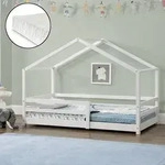 Kinderbett Kn&auml;tten 90x200 cm mit Rausfallschutz + Lattenrost +...