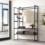 Garderobenst&auml;nder Horgau 180x120x40 cm Walnussoptik/Schwarz [en.casa]