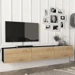 Fernsehschrank Vihti 180x31x29,5cm Schwarz/Eiche [en.casa]