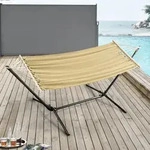 H&auml;ngematte Surte mit Gestell 200x100 cm Beige [en.casa]