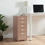 Rollcontainer K&ouml;kar mit 5 Schubladen 69x28x41 cm Hellbraun [en.casa]