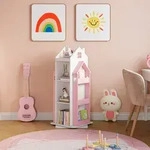 Drehbares Kinderregal Vipsali 108x40x40 cm Rosa/Wei&szlig; [en.casa]