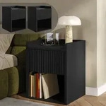 Nachttisch Nand 2er Set 1 Schublade 1 unteres Fach Schwarz [en.casa]