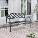 Gartenbank Opsasar Stahl 127x53,5x88 cm Dunkelgrau mit gr&uuml;ner Patina [casa.pro]
