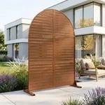 Trennwand Nodepp Rundbogenform 180x90 cm Stahl Braun [casa.pro]