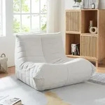 Bodensessel Kods&oslash; 75x90x100 cm Mikrofaser Beige [en.casa]
