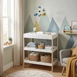 Wickeltisch Oupilu mit 2 Ablagen 91x82x53 cm Wei&szlig; [en.casa]