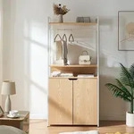 Garderobenst&auml;nder Larem mit Schrank Wei&szlig;/Eicheoptik [en.casa]