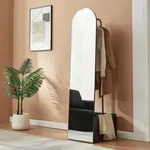 Garderobenspiegel 2-in-1 Kuonta 165x40x51 cm Schwarz [en.casa]