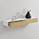 Wandregal Leknes 50x24x12 cm 2er Set mit Schublade Wei&szlig;/Holzfarben en.casa