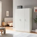 Kleiderschrank Eiselfing 176x120x52 cm 4 F&auml;cher Wei&szlig; [en.casa]