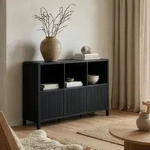 Sideboard Lukkodso 77x110x30 cm Schwarz mit Holzmaserung [en.casa]