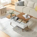 Couchtisch mit Stauraum Flesen 92x52x41 cm Wei&szlig;/Walnussoptik [en.casa]