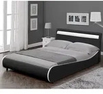 LED Polsterbett Valencia 180x200cm Schwarz mit wei&szlig;er Kante [Corium]