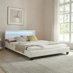 LED Polsterbett Paris 140x200cm Wei&szlig; [Corium]