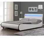 LED Polsterbett Valencia 140x200cm Wei&szlig; mit schwarzer Kante [Corium]