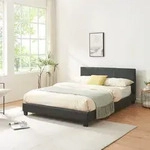 Kunstlederbett 140x200 cm Schwarz Corium