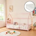Kinderbett Sisimiut mit Matratze 90x200 cm Rosa / Wei&szlig; [en.casa]