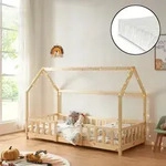Kinderbett Sisimiut mit Matratze 90x200 cm Holzfarben [en.casa]