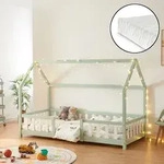Kinderbett Sisimiut mit Matratze 90x200 cm Mintgr&uuml;n / Wei&szlig; [en.casa]