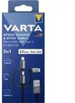 VARTA Speed Charge& Sync 3in1 Ladekabel Micro USB, USB-C, Lightning 2m f&uuml;r iPhone