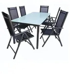 Gartenm&ouml;bel 7er-Set &brvbar; schwarz &brvbar; Ma&szlig;e (cm): B: 190 H: 73