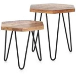 by Living Beistelltisch 2er-Set &brvbar; braun &brvbar; Ma&szlig;e (cm): B: 45 H: 55