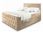 MASSENO Boxbett mit Bettkasten &brvbar; beige &brvbar; Ma&szlig;e (cm): B: 180 H: 120