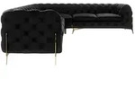 S-STYLE Chesterfield Ecksofa Natalie &brvbar; schwarz &brvbar; Ma&szlig;e (cm): B: 323 H: 75