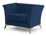 S-STYLE Chesterfield Sessel Wilhelm &brvbar; blau &brvbar; Ma&szlig;e (cm): B: 116 H: 78