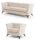 S-STYLE Chesterfield Polstergarnitur 3+1 Wilhelm &brvbar; beige &brvbar; Ma&szlig;e (cm): B:...