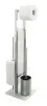 WC-Stand-Garnitur "Rivalta" &brvbar; silber &brvbar; Metall,Glas &brvbar; Ma&szlig;e (cm): B: 18 H: 70 T: