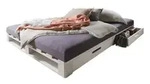 Palettenbett mit Stauraum &brvbar; wei&szlig; &brvbar; Ma&szlig;e (cm): B: 140 H: 14