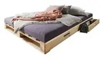 Palettenbett mit Stauraum &brvbar; holzfarben &brvbar; Ma&szlig;e (cm): B: 140 H: 14