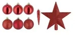 Weihnachtskugeln 33er Set &brvbar; rot &brvbar; Kunststoff &Oslash;: 8.0