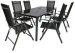 Gartenm&ouml;bel 7er-Set &brvbar; schwarz &brvbar; Ma&szlig;e (cm): B: 190 H: 73
